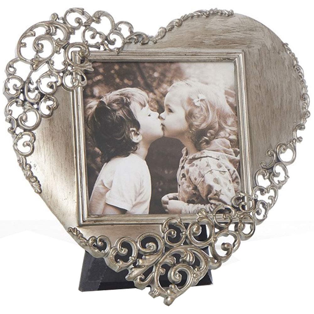 WATSONS Rustic Filigree Lace Heart Shaped Free Standing Photo / Picture Frame - Pewter