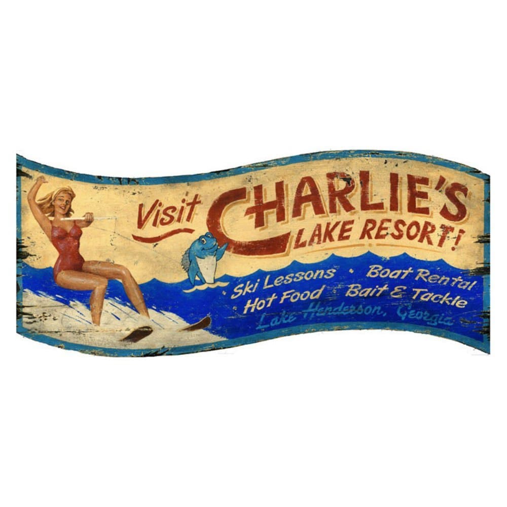 Red Horse Signs Waterskiing Wall Art - 40W x 18H in.