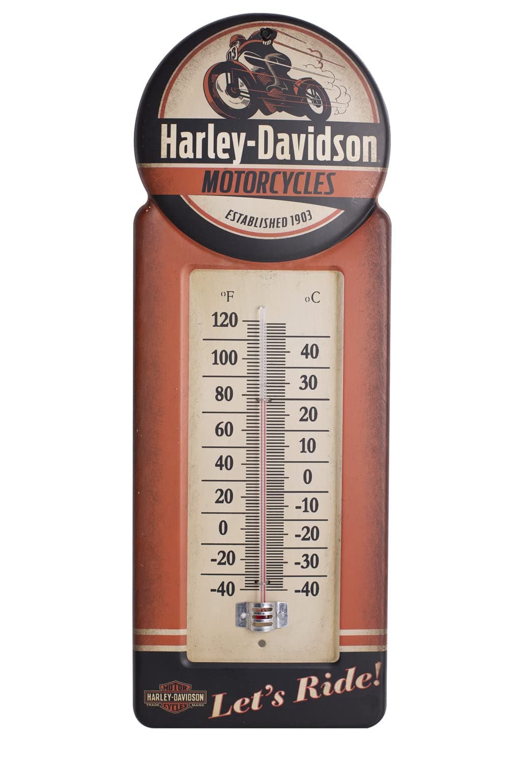 Tin Thermometer, Vintage H-D Motorcycle Metal Design HDL-10098