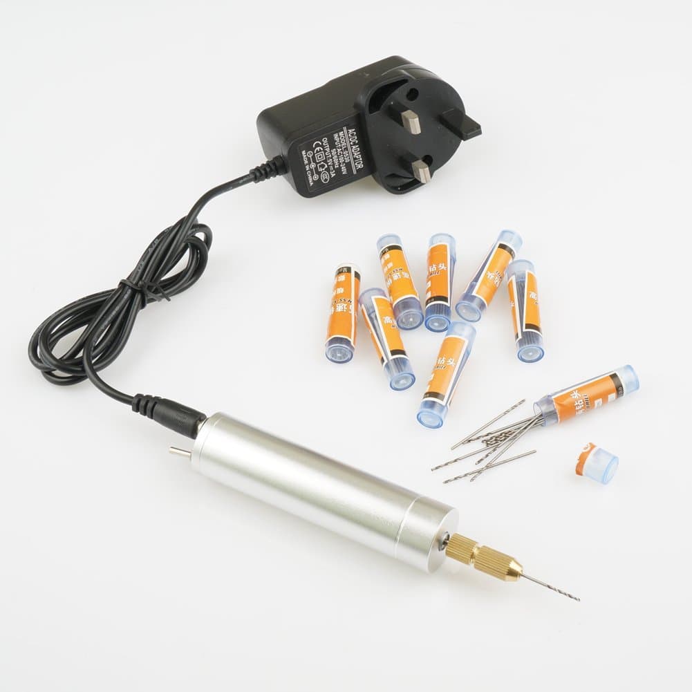 Micro Mini Small Electric Aluminum Hand Portable Handheld Drill Bits-(0.8-1.5mm), with 80pcs Drill Bits, 3A Power Supply Included