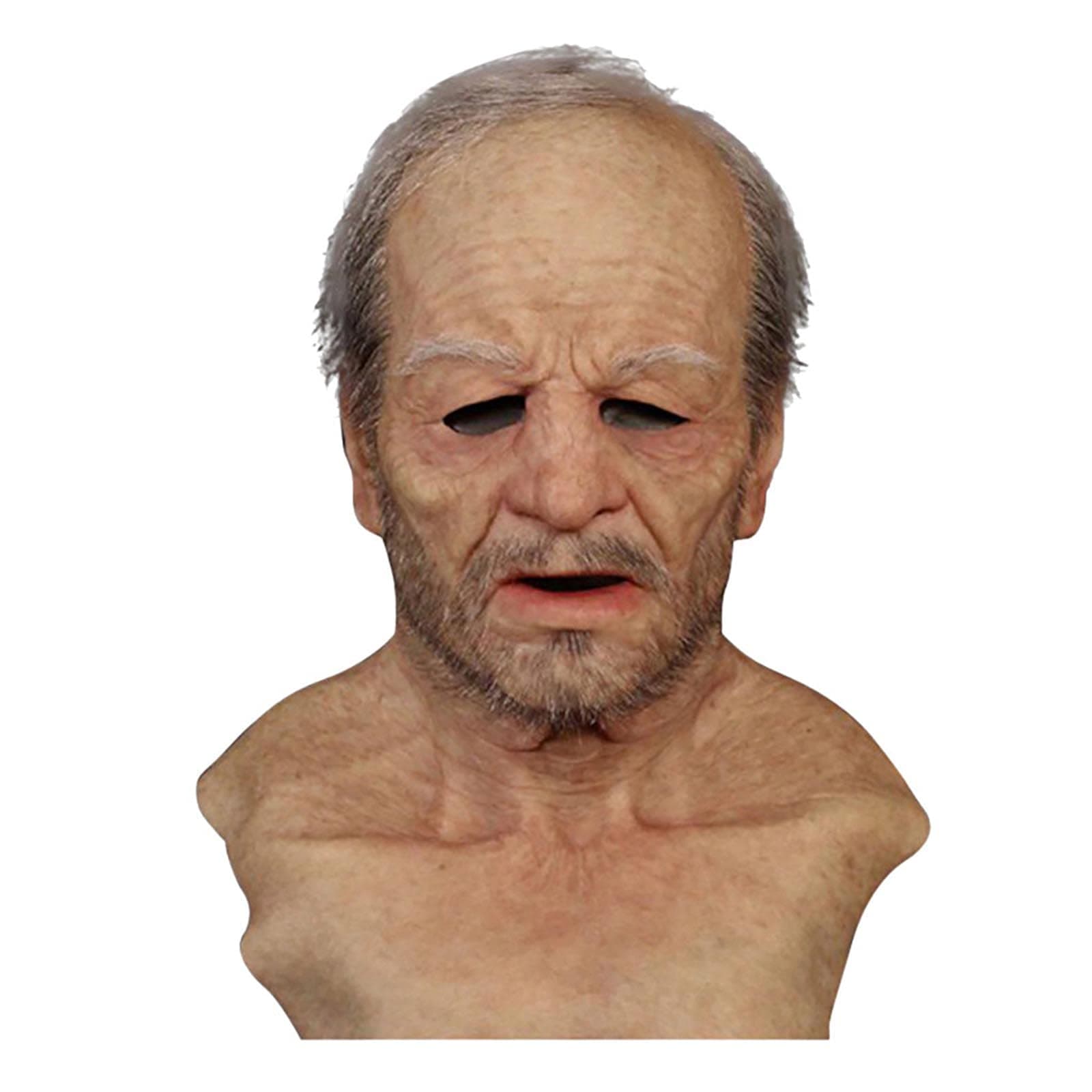 Spooky Human Mask, Latex Realistic Old Man Mask, Decorative Human Mask, Halloween Mask (Old Man B)