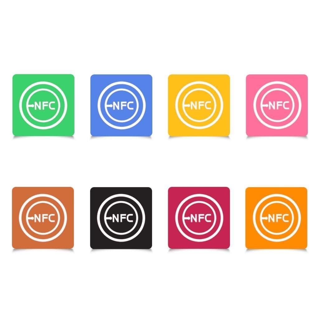 Lenfc NFC Smart Tags Adhesive Sticker Ntag203 (10 Packs + 2 Free Keychains) - Writeable & Programmable for Samsung,LG,HTC,Nexus and NFC Enabled Devices