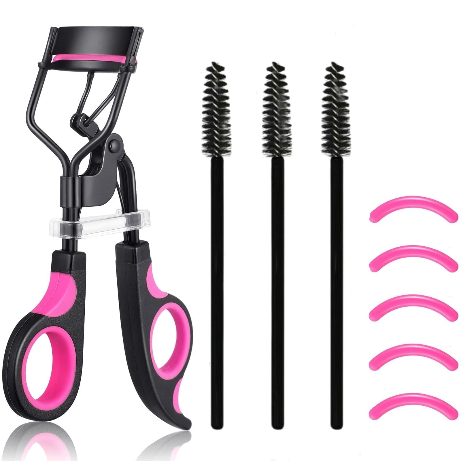 Eyelash Curler, 3 in 1 Lash Curler Kit with 5 Extra Replacement Refill Pads Eyelash Applicator Makeup Tool, Violet Black, 1.0 count