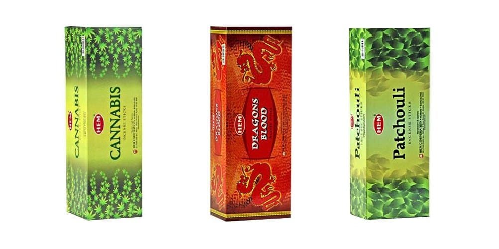 HEM Incense Bundle of 3 Boxes of 120 Sticks (Total 360 sticks) (Cannabis, Dragons Blood, Patchouli)