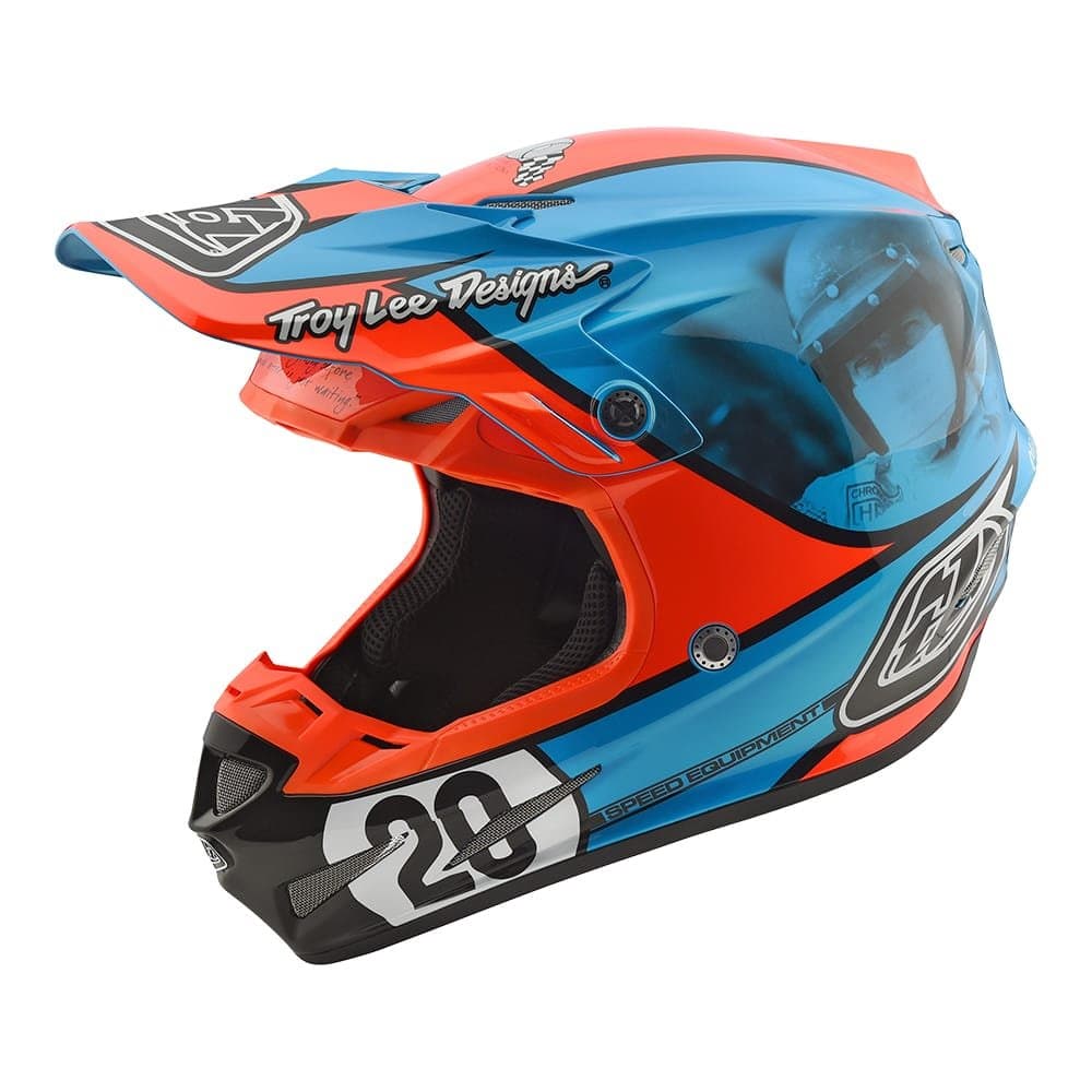 Troy Lee Designs Adult Offroad Motocross Composite SE4 McQueen Helmet (Small, Blue/Orange))