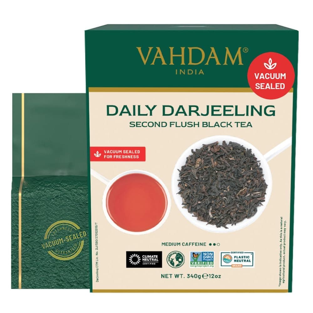 VAHDAM, Darjeeling Tea Leaves From Himalayas 340g (170+ Cups) Pure Unblended Darjeeling Black Tea, FTGFOP1 Grade Loose Leaf Tea | Packed & Shipped Direct From Source In India