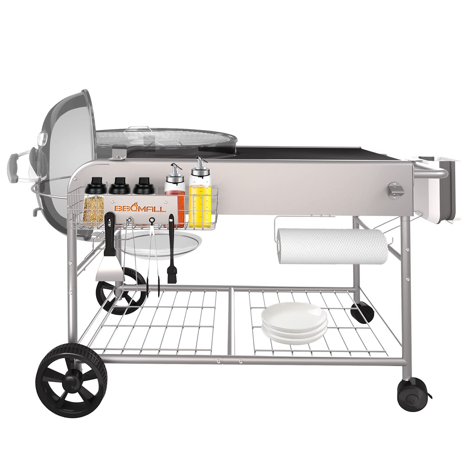 Grill Table for Weber 22" &18" Original Kettle, for Weber Grill Table, Stand Cart for JumboJoe Master-Touch Charcoal Outdoor Prep Performer Charcoal Accessories for Outside