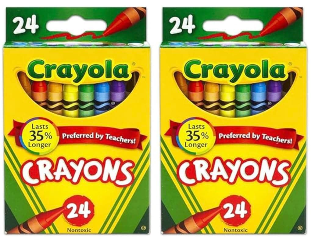 Crayola 24 Count Box of Crayons Non-Toxic Color Coloring School Supplies (2 Packs)