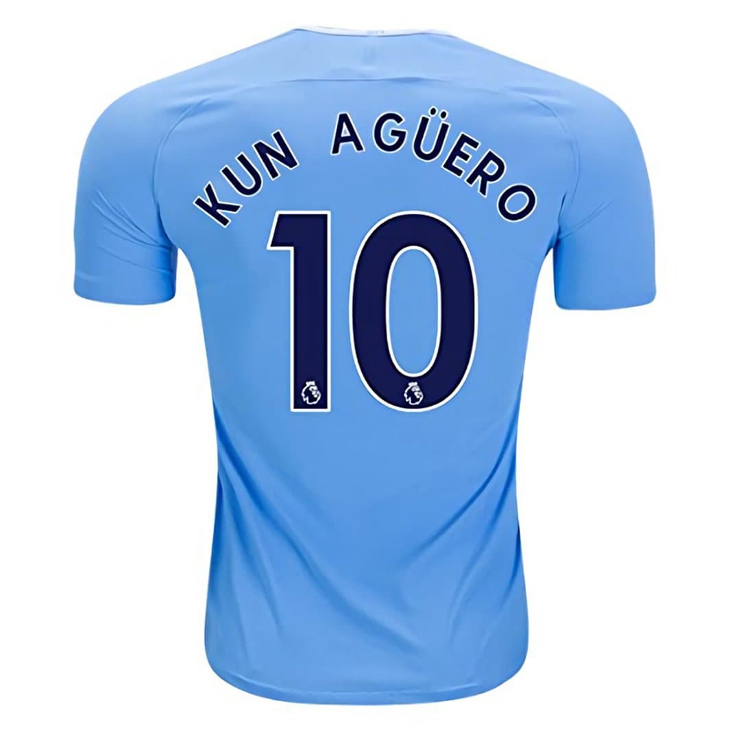 Eleneo New 17/18 Kun Aguero 10 Manchester City Home Soccer Jersey Mens Blue Color Size S