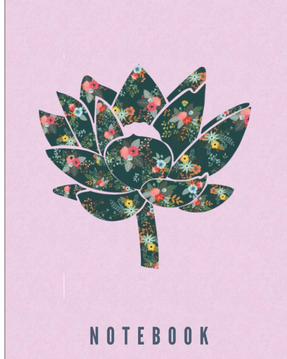 Notebook: 8" X 10" Fantasy Nature Flower Theme Blank Lined Notebook For Students