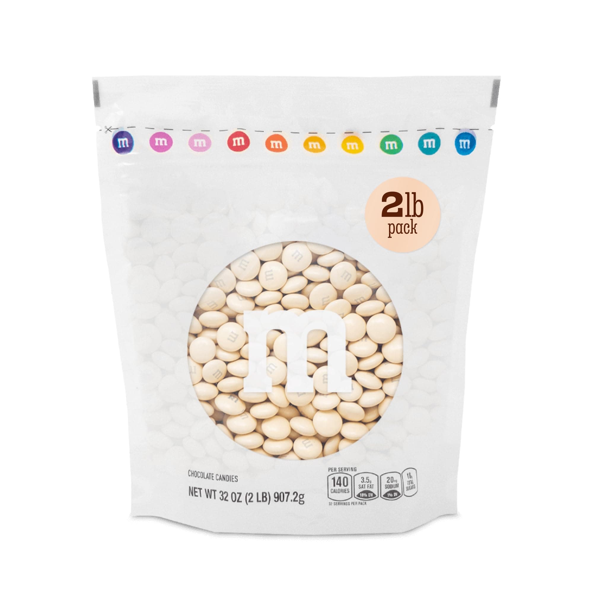 - M&M’S WORLD Cream Milk Chocolate Candy - 2lbs of Chocolate Candy Bulk in a Resealable Pack, For Weddings, Graduations, Birthday Party Favors, Desserts & More
