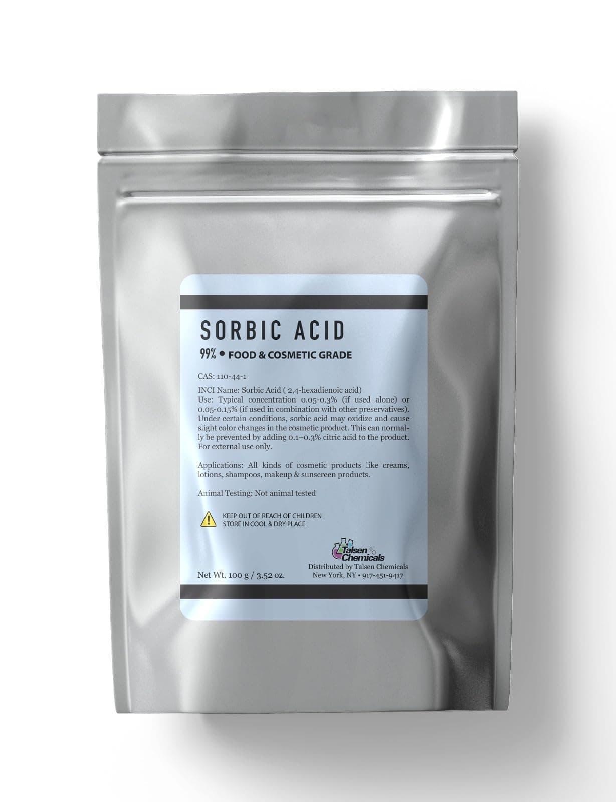 Sorbic Acid Powder Food Grade (3.57 oz./ 100 Grams) DIY Sorbic Acid Food and Cosmetics Preservative