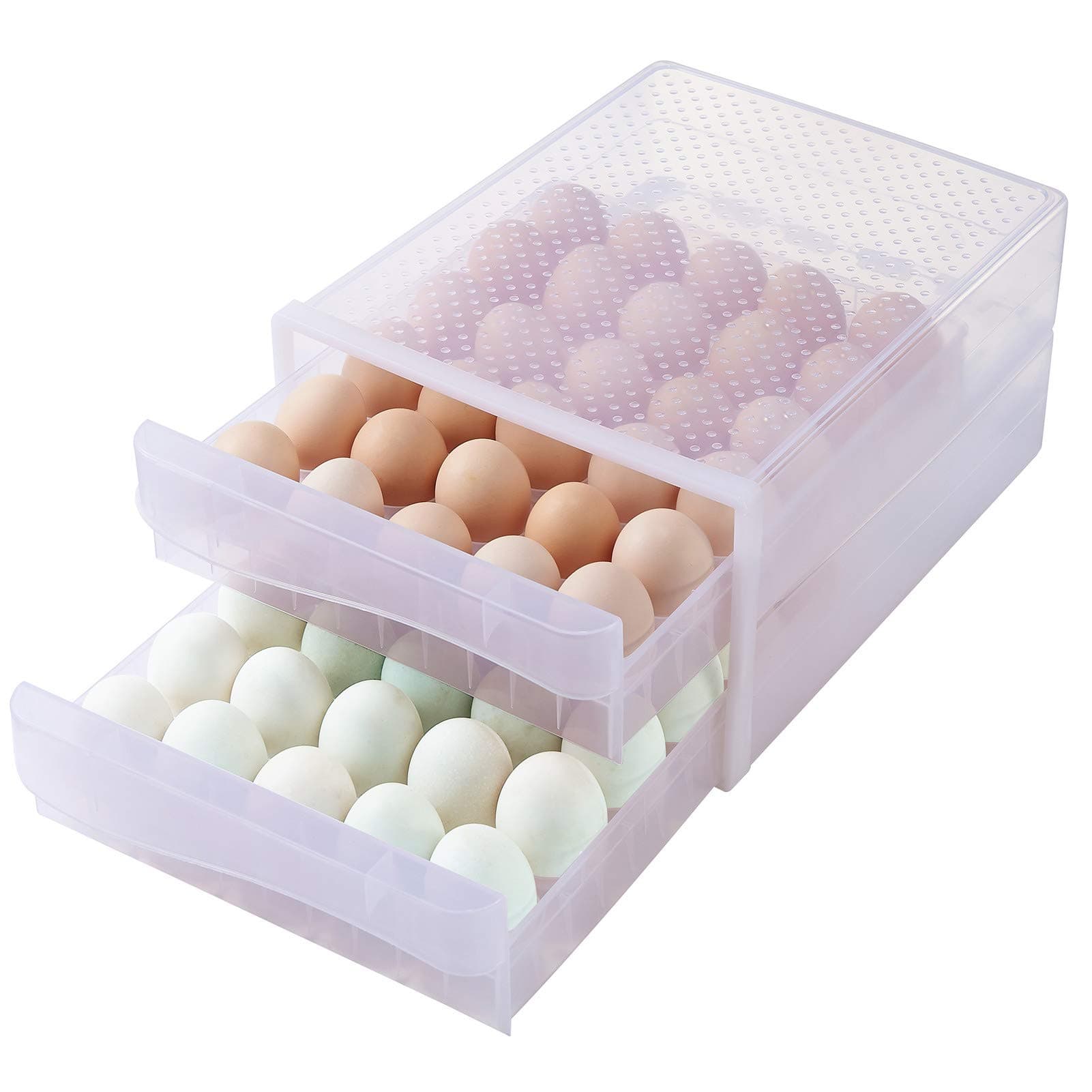60 Grid Large Capacity Egg Holder for Refrigerator, Household Egg Fresh Storage Box for Fridge, Multi-Layer Chicken Egg Storage Container