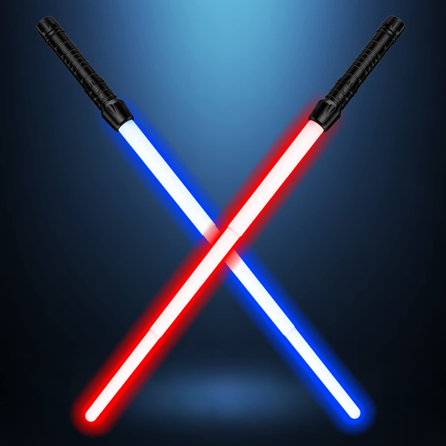 Light Up Saber with FX Sound, Light Sabers for Kids, Retractable Light Swords Gifts Set for Boys Girls Birthday, Christmas, Halloween Parties, 7 Colors LED Glow in The Dark Toy for Kids Adult Black