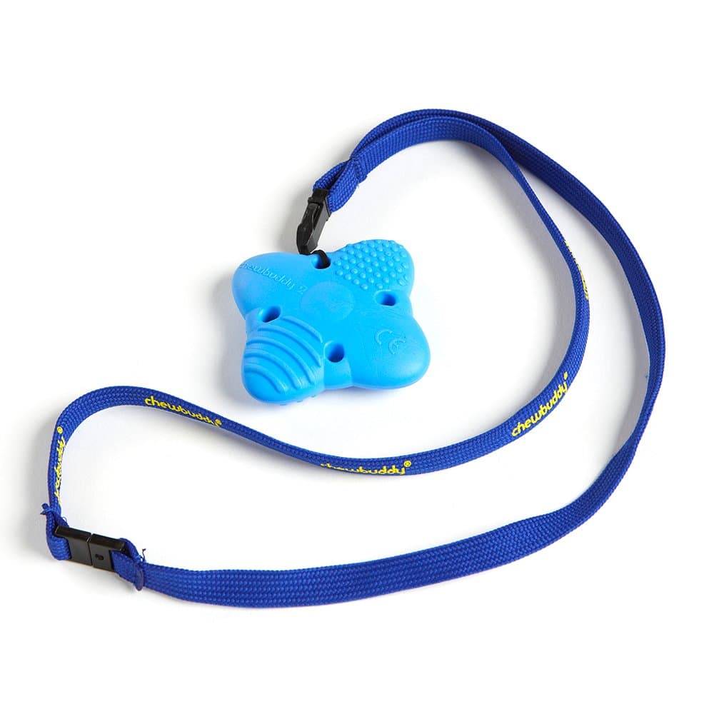 Sensory Direct Chewbuddy 2 & Lanyard - Pack of 1, Sensory Toy for a Fidget, Chew or Teething Aid | for Kids, Adults, Autism, ADHD, ASD, SPD, Oral Motor or Anxiety Needs | Blue
