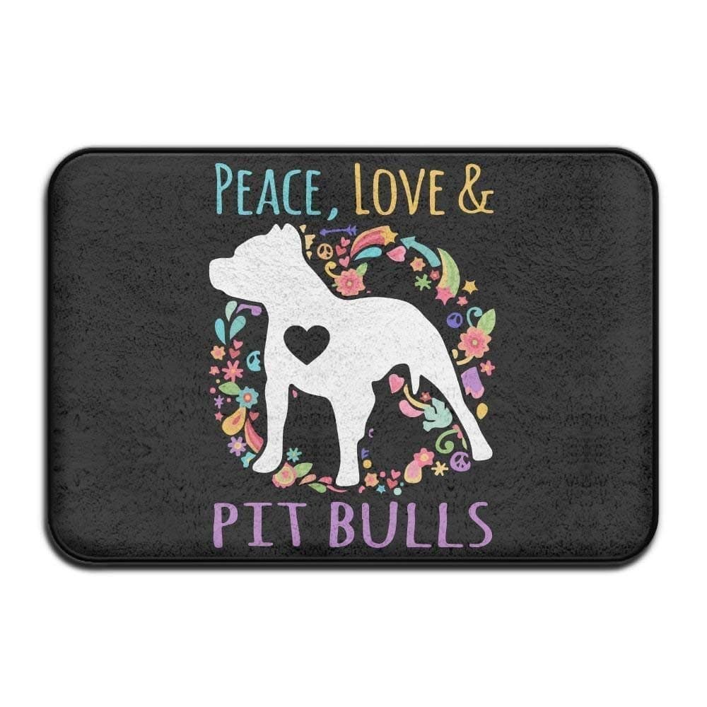 rwwrewre Cushion Peace Love And Pit Bulls Flower Sign Home Decorations Rug Rectangle Multi-function Indoor Beautiful Doormat Unique Doormat