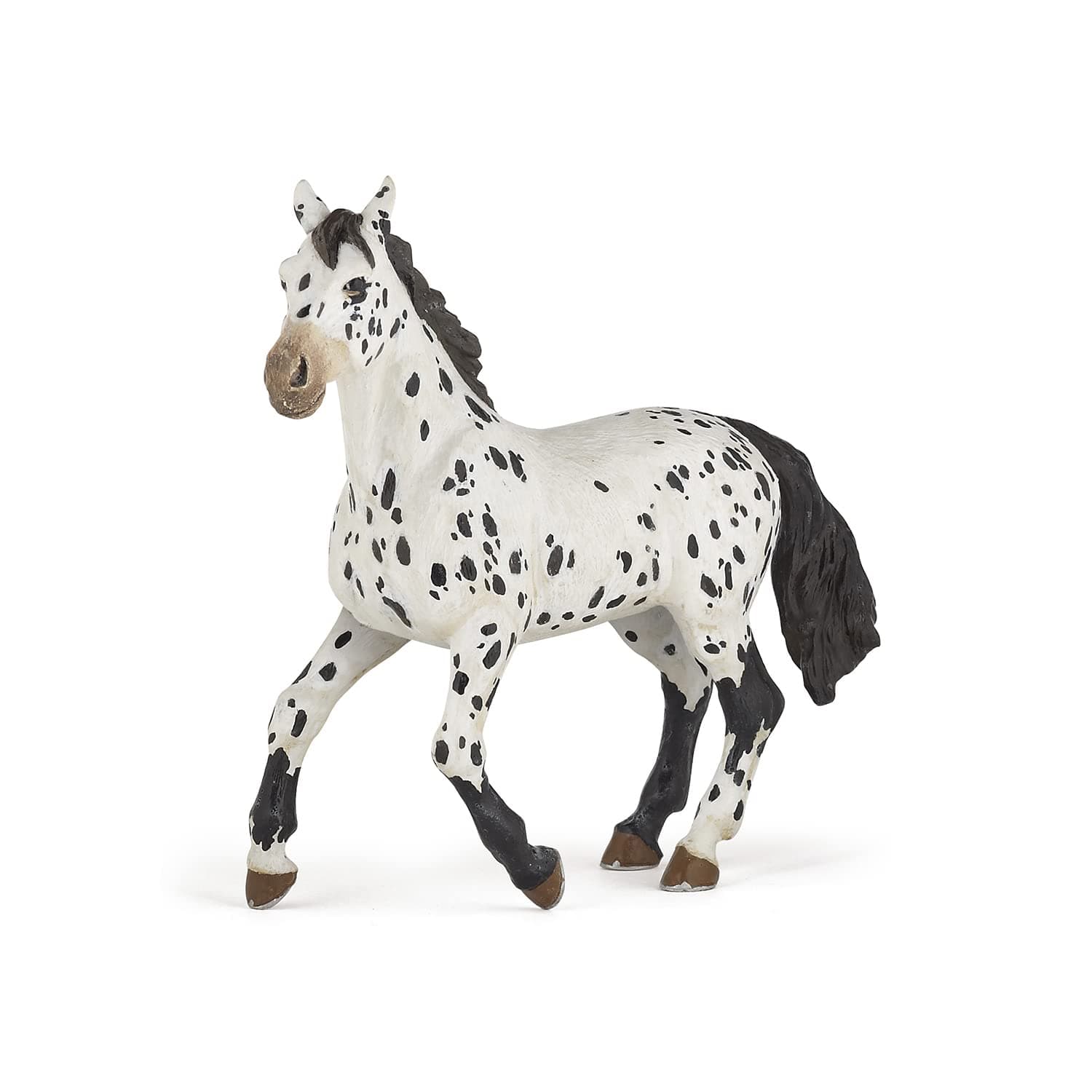 Papo - Black Appaloosa Horse - Realistic horse and pony figurine - 3 years old - Educational toy with animals - Hand painted - Durable - Children's toy - 13 x 4 x 9 cm - Realistic horse figurine