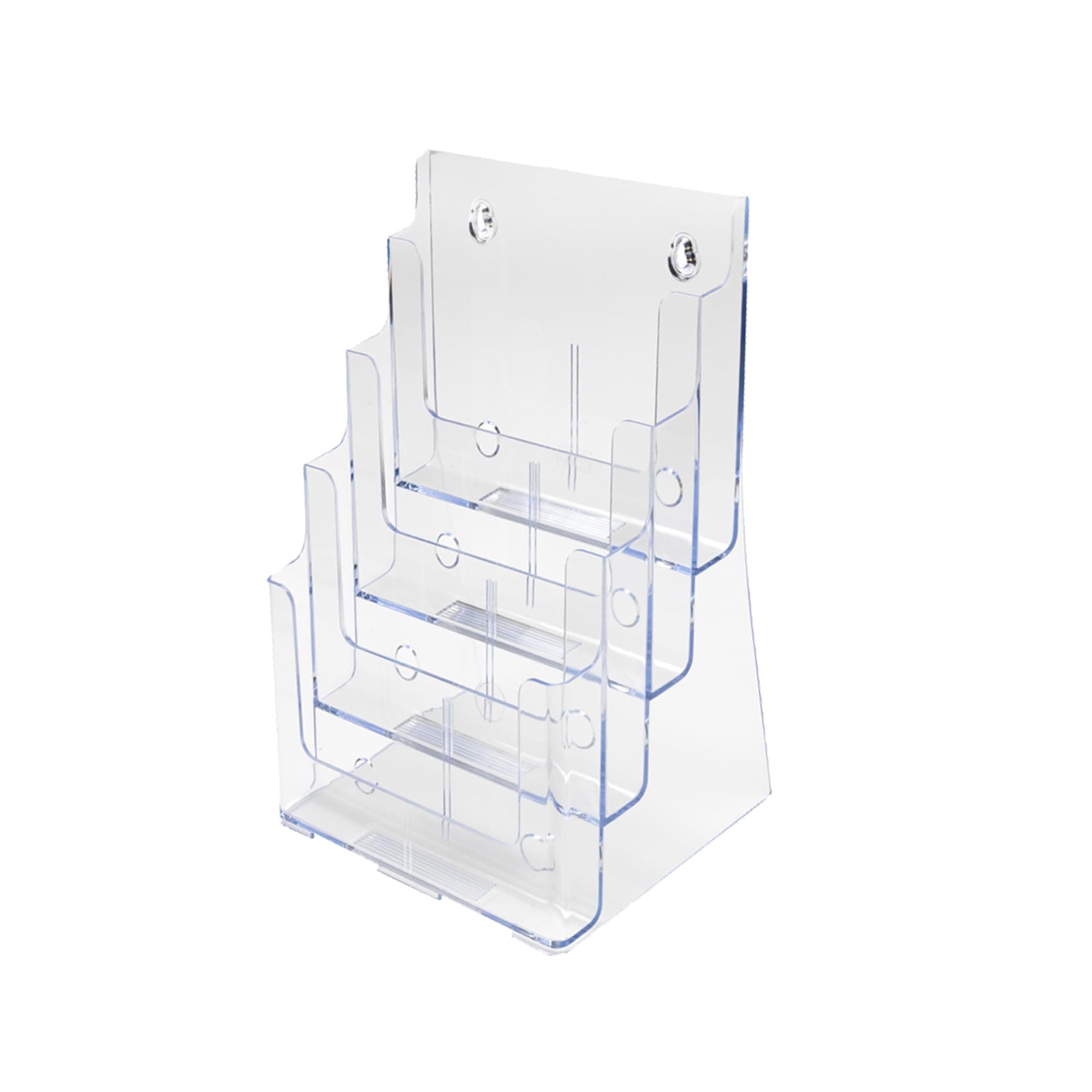 Deflecto Multi-Tier Clear Plastic Literature Display Holder for Wall or Desktop - 4 Tier A4 Stand Promotional Material & Leaflets