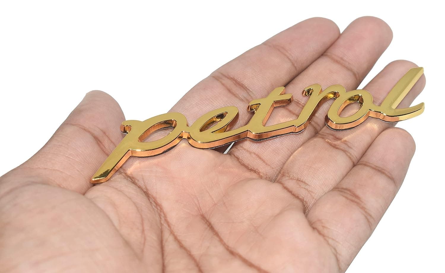 - Sleek Petrol 3D Metal Chrome Sticker Emblem Badge-Stylish Logo for Cars, Bikes & More- Size 11.5x2cm- Premium Accessory Elegant Design Gold.