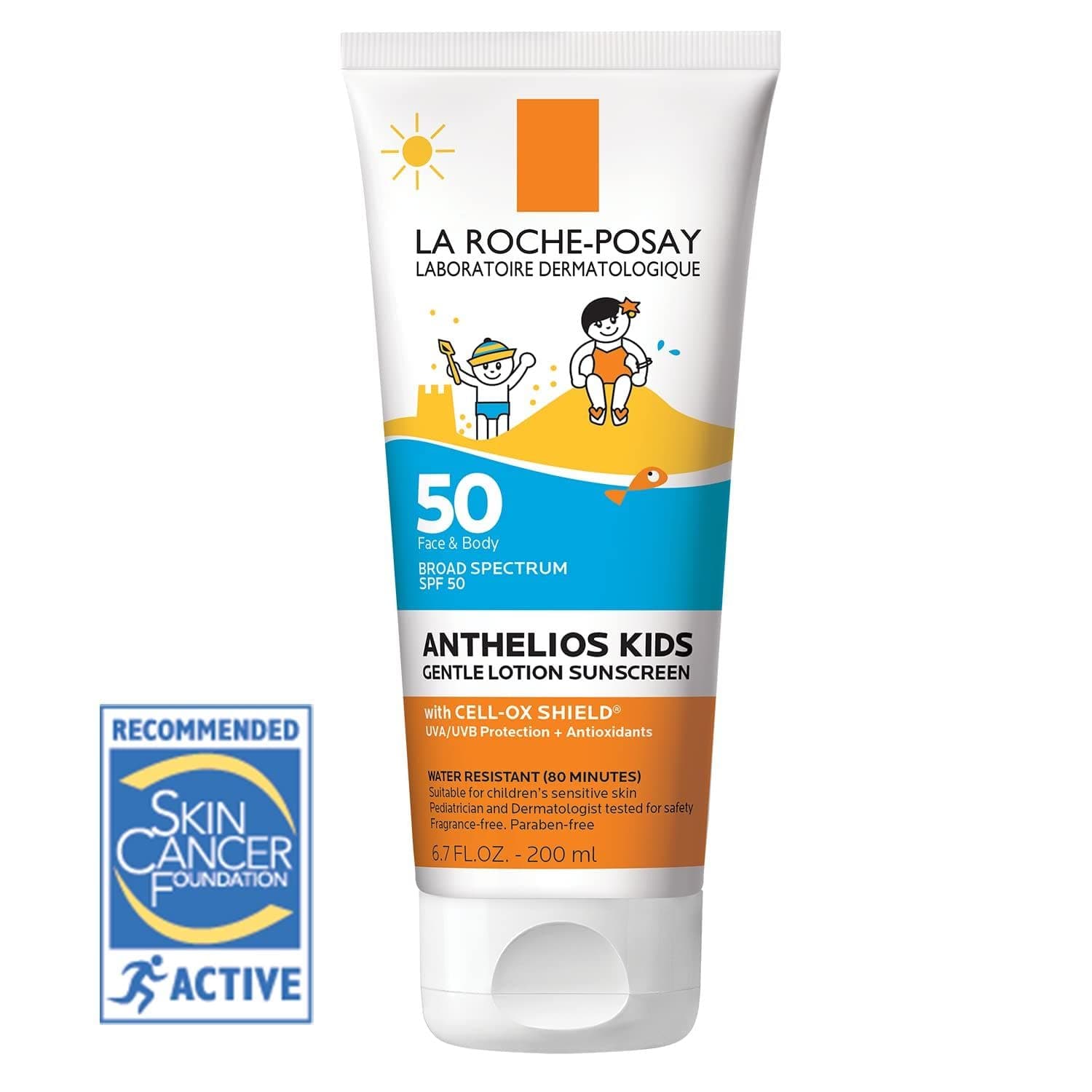 Anthelios Kids Gentle Lotion Sunscreen SPF 50, Broad Spectrum SPF + Antioxidants, Sunscreen For Kids, Octinoxate & Oxybenzone-Free, Pediatrician Tested, Non Comedogenic, Oil Free