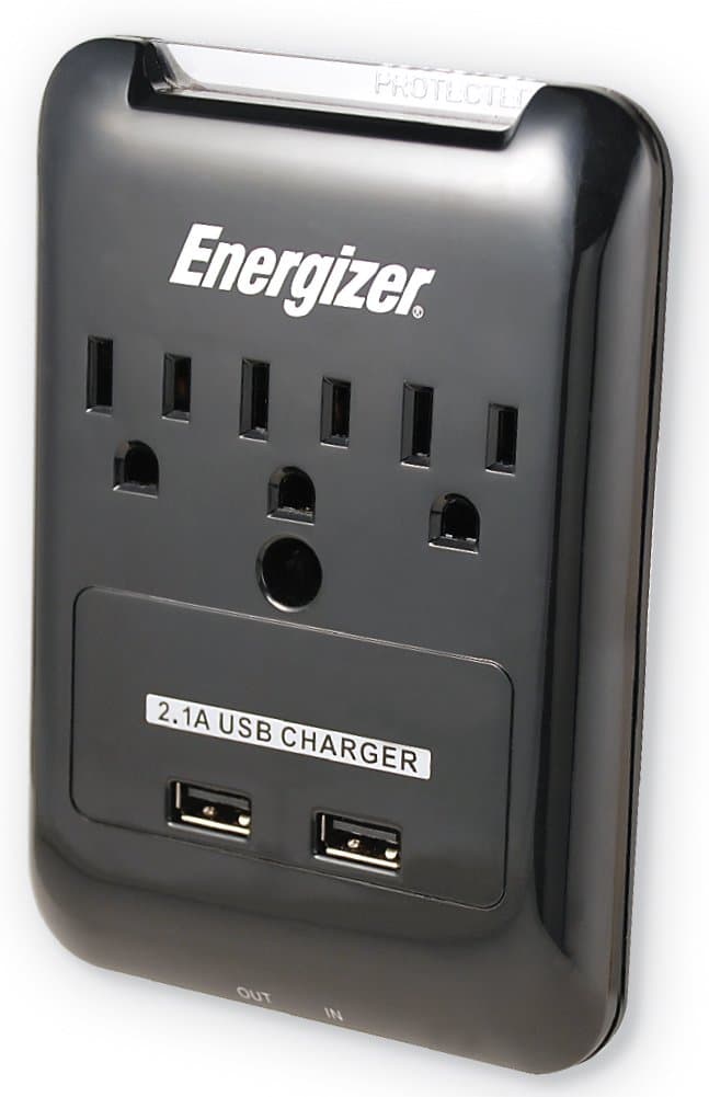 Energizer 3 Outlet Wall Tap - Black