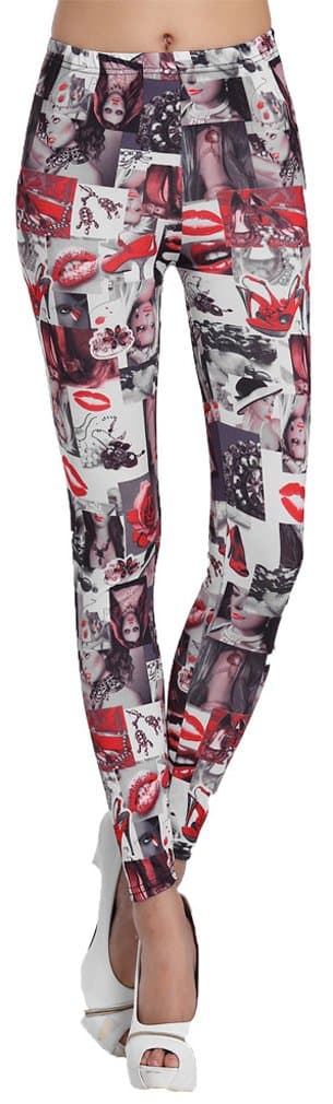 Fashion Punk Women Print Spandex leggings Pants One Size Red