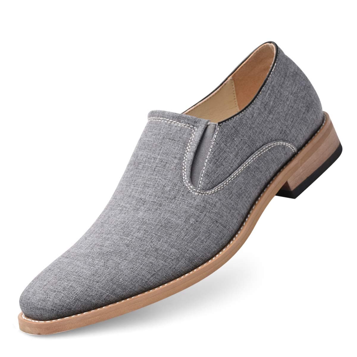 GOLAIMAN Men's Classic Casual Canvas Oxford Dress Shoe Slip-On Loafer (Grey 11)