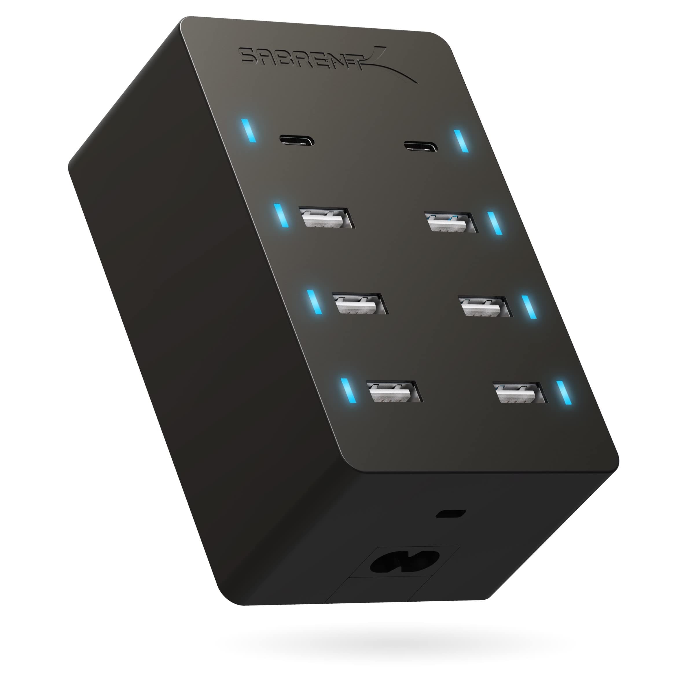 100 Watt 8 Port Family Sized USB Rapid Charger [UL Certified ] Includes 2 PD (Power Delivery) Ports (AX-ADPD)