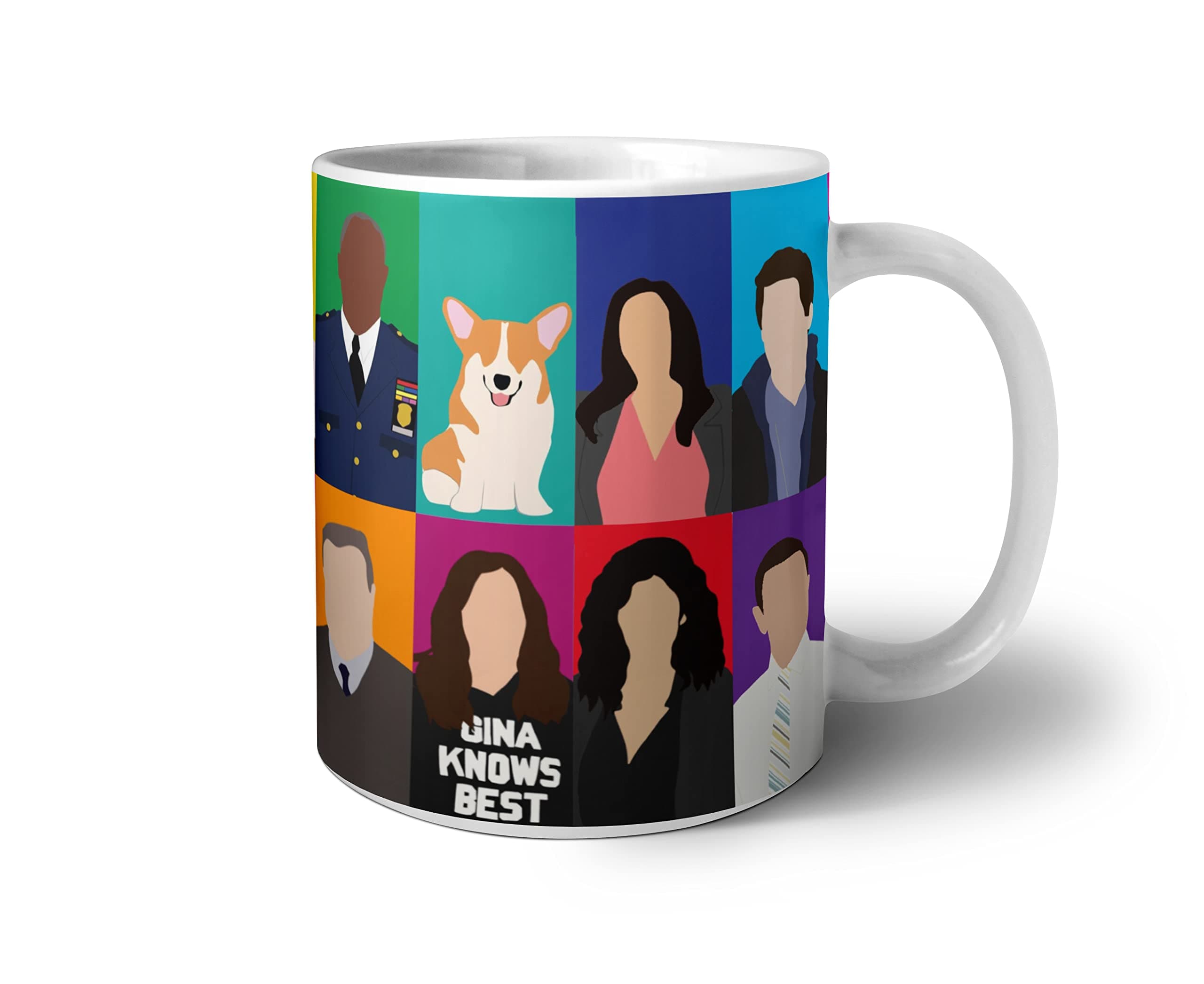 HIKER Brooklyn99 TV Series Jake, Amy, Holt, Terry, Charles, Rosa & Gina - Brooklyn 99 TV Series Funny Show Ceramic Printed Chai/Tea Cup, Coffee Mug or Milk Mug - White (11oz | 325ml)