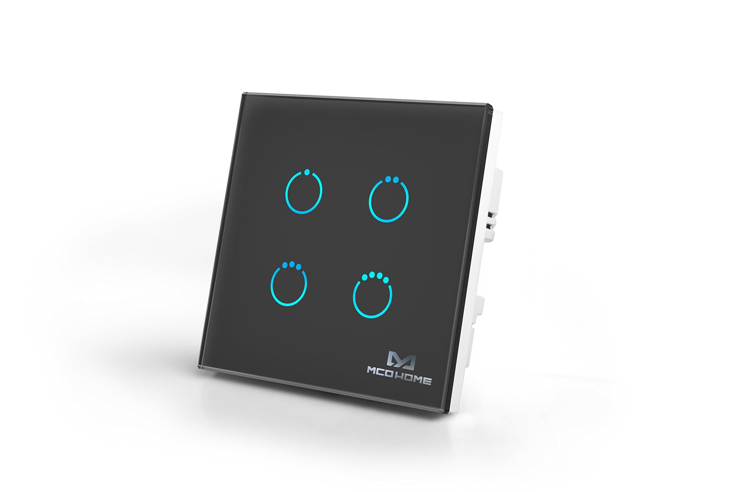 Z-Wave Glass Touch Panel Switch, 4 relays, MH-S314, Black