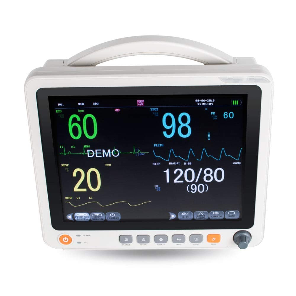 Careshine Portable 12.1" Touch Screen Patient Monitor Vital Signs ECG NIBP RESP Temp SPO2 PR