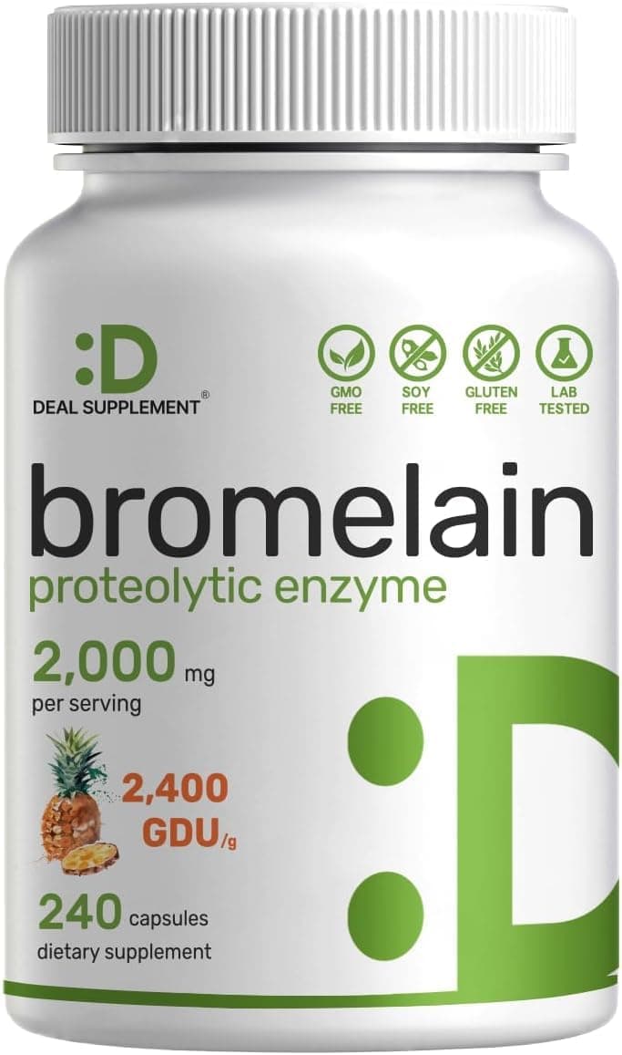 WITFY Bromelain Supplement 2,000mg Per Serving, 240 Capsules – Natural Proteolytic Enzymes from Fresh Pineapple – Supports Nutrient Digestion