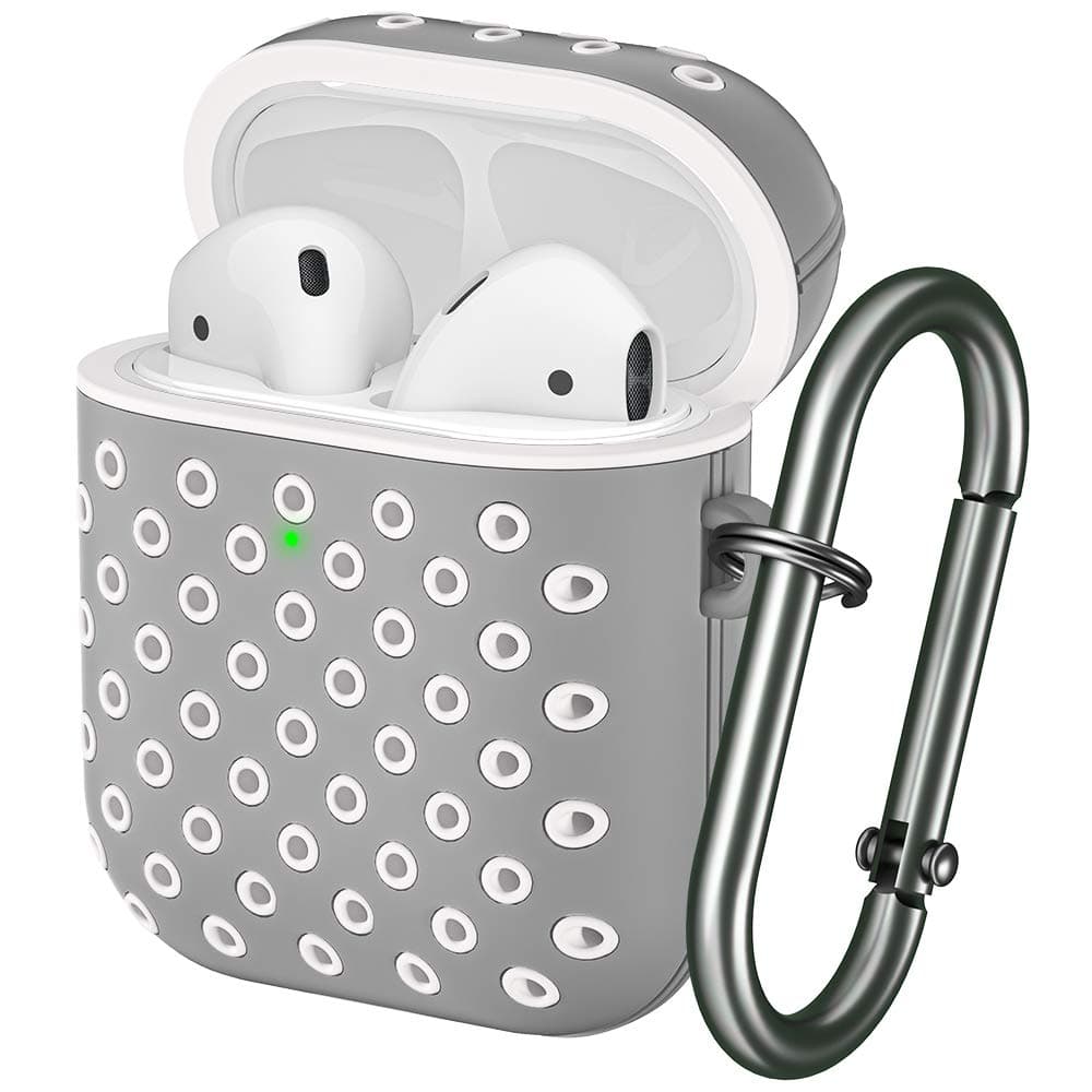 for Airpod Case, MARGE PLUS Airpods Case Cover Soft Dual-Layer Silicone with Anti-Lost Carabiner, Compatible for Apple Airpods 2&1 Charging Case (Front LED Visible)