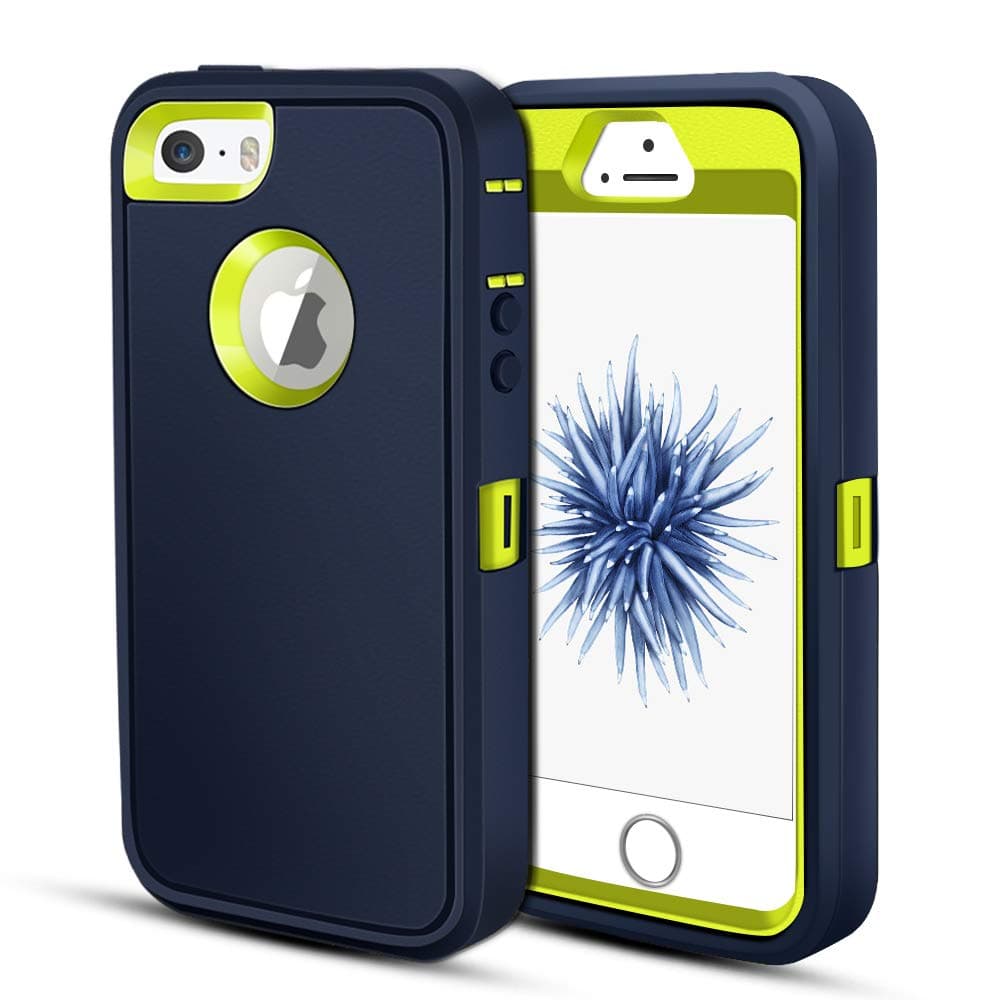 iPhone 5S Case, Jiunai Protective Dual Layer Shockproof Anti Scratch Outdoor Sports Tough Strong Drop Protection Armor Hybrid Soft TPU Bumper Cover Case for iPhone 5S 5 SE [NOT SE 2020] Blue