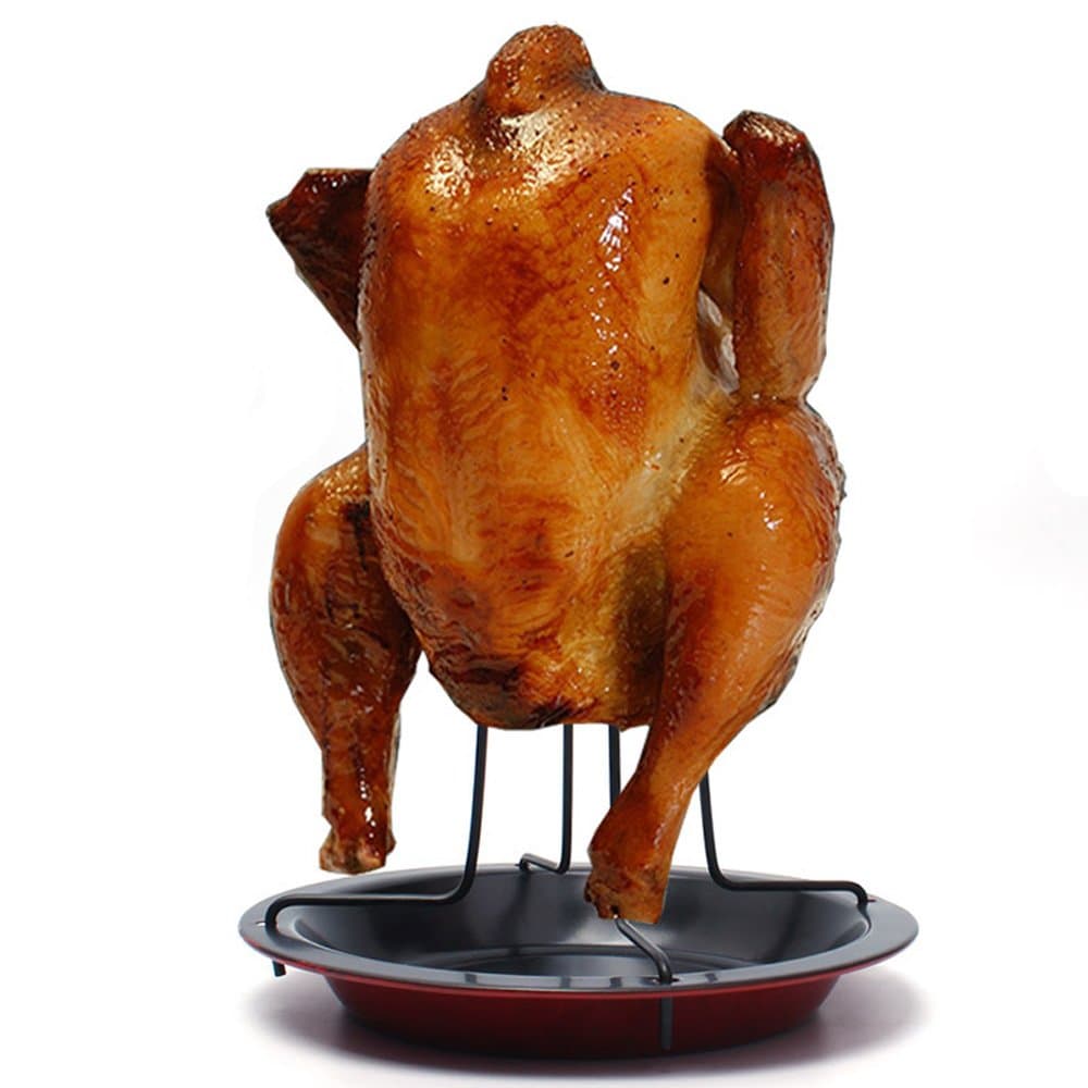 Chicken Cooking Grill Rack with Grill Pan - Chicken Roaster Racks NON-STICK Barbecue Tools BBQ Accessories Tools