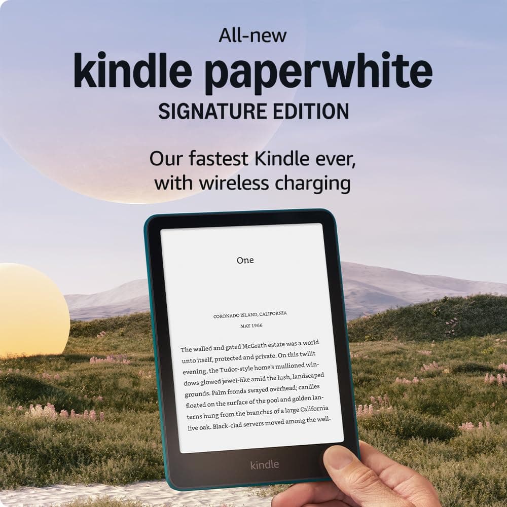 Amazon Kindle Paperwhite Signature Edition (32 GB) – Our fastest Kindle with an auto-adjusting front light, wireless charging and weeks of battery life – Metallic Jade + Kindle Unlimited