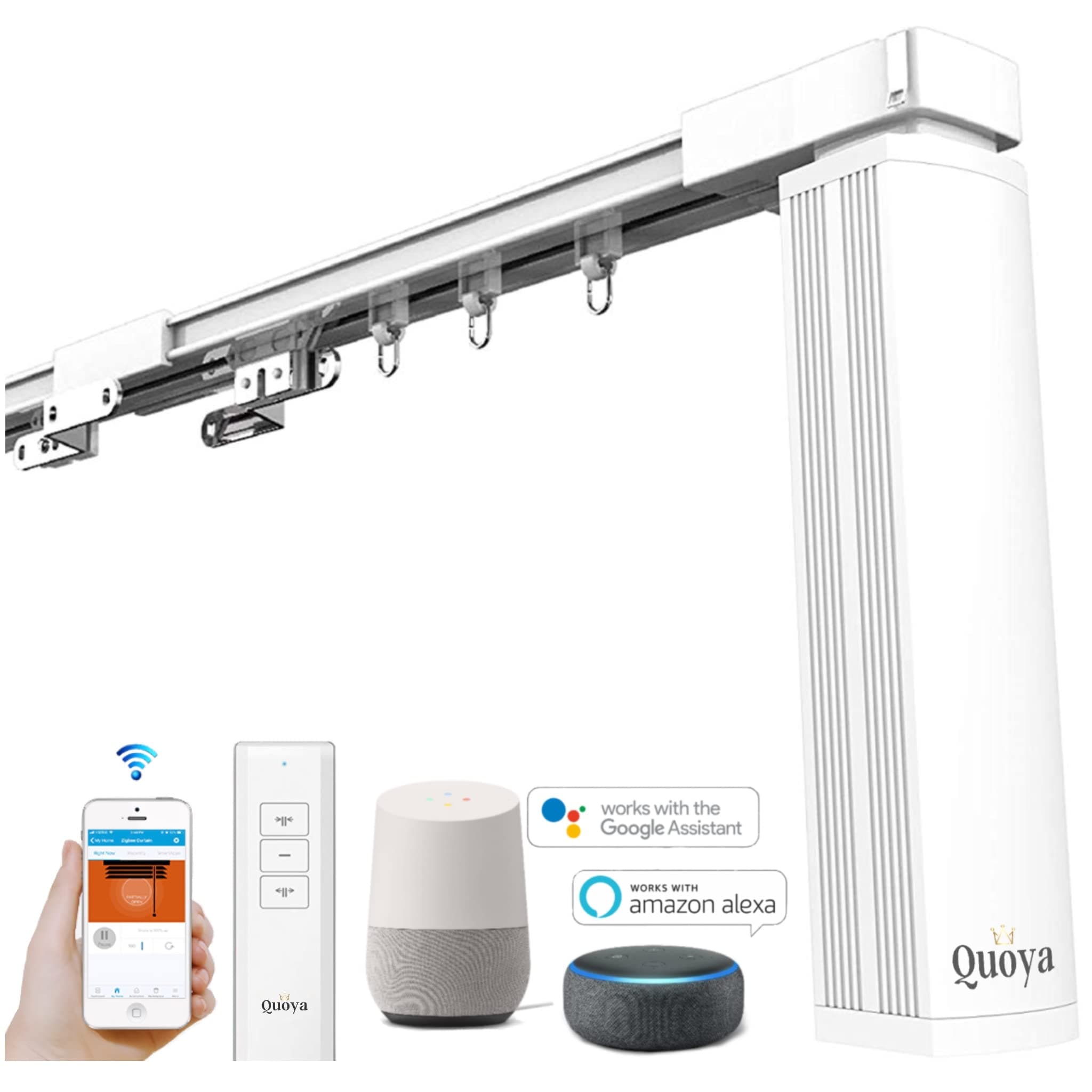 QL500 Smart Curtains System, Electric Curtain Track with Automated Rail【Motorized and Adjustable Tracks/Rod/Pole (up to 5 metres】