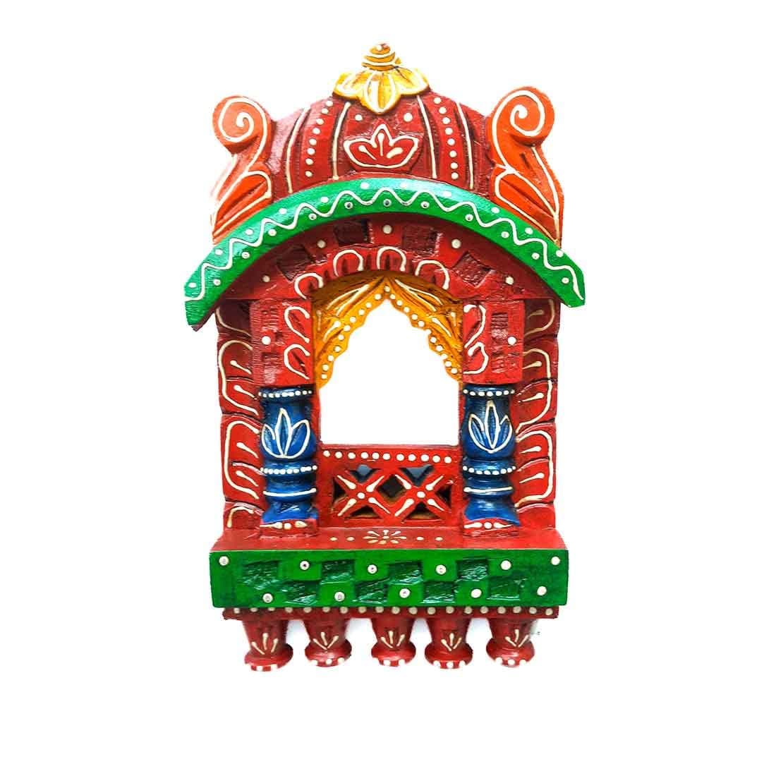 Apka Mart The Online Shop Handcrafted Wooden Jharokha Traditional Wall Hanging (10 Inch / Multicolor ) for Wall Decor, Home Decor, Room Decor, Photo Frame and Gifts