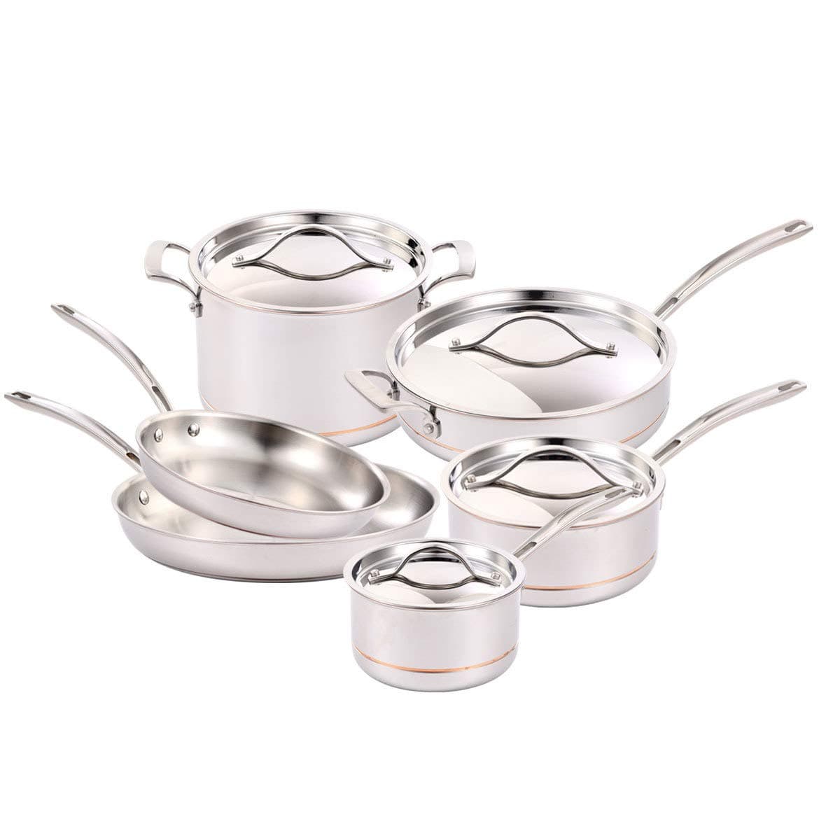 Kirkland Signature COS1119338 Cooking & Dining › Cookware Pot & Pan Set, Stainless Steel