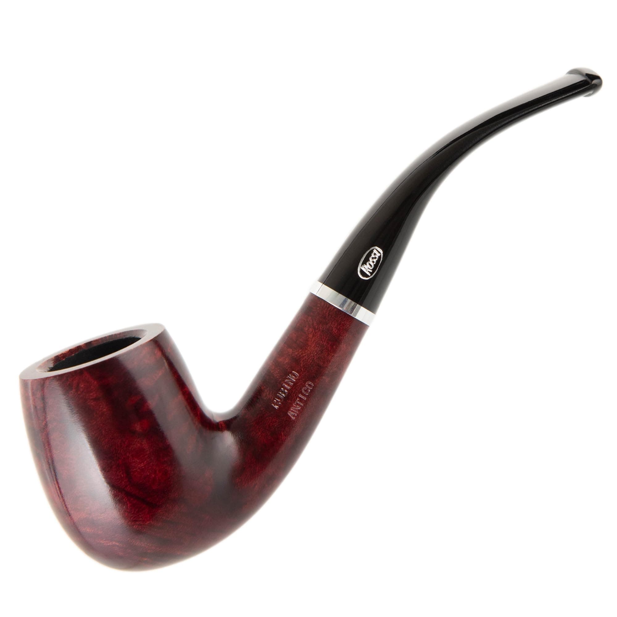 Rossi Rubino Antico by Savinelli - Handmade Wood Briar Pipe, Deep Red, Hand Brushed, Polished Finish, 6mm (Brown-Red 8606)