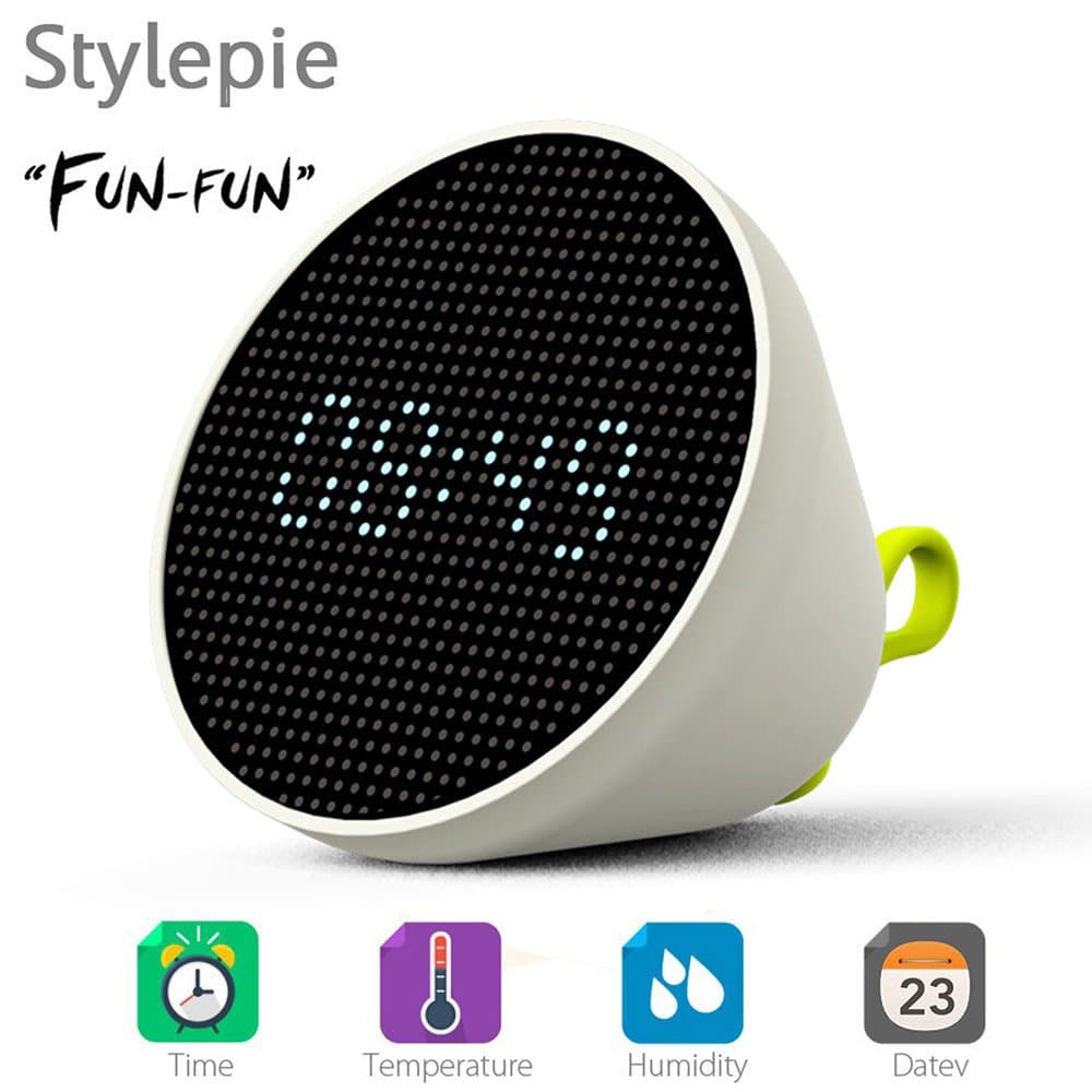 Stylepie FUN-FUN LED Warm White Night Light Multifunctional Clock Time Date Temperature Humidity Display- WHITE