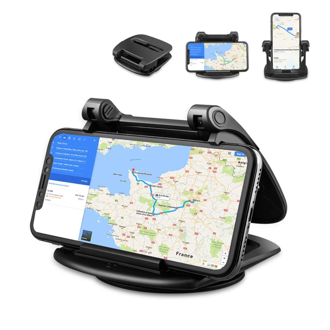 Phone Holder for Car, 360° Rotate Strong Sticky Gel Premium 3M Dashboard Car Phone Mount Cradle [Easy Opening & Neat Folding] Hold Phones Vertically/Horizontally for iPhone, Android Smartphones, GPS