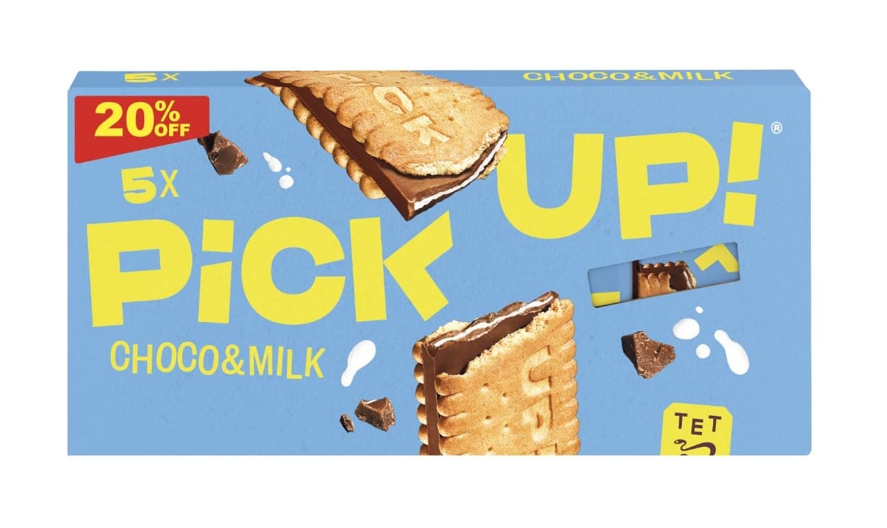 Pick up Choco & Milk, Bar With Crunchy Milk Chocolate And Delicate Milk Cream Between Two Biscuits, The Snack For On The Go,(5 x 28g) 140g