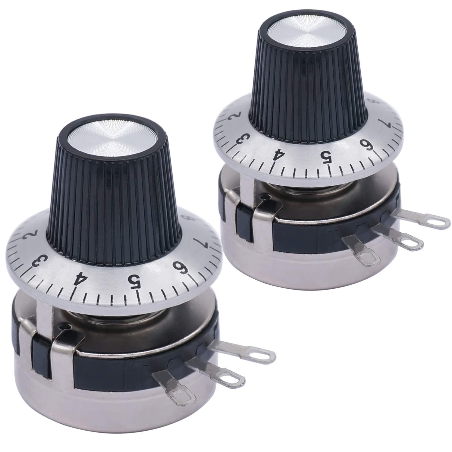 TWTADE / 2pcs Single Turn Rotary Carbon Linear Variable Potentiometer + 2pcs Knob ,WTH118-2W 1K Ohm