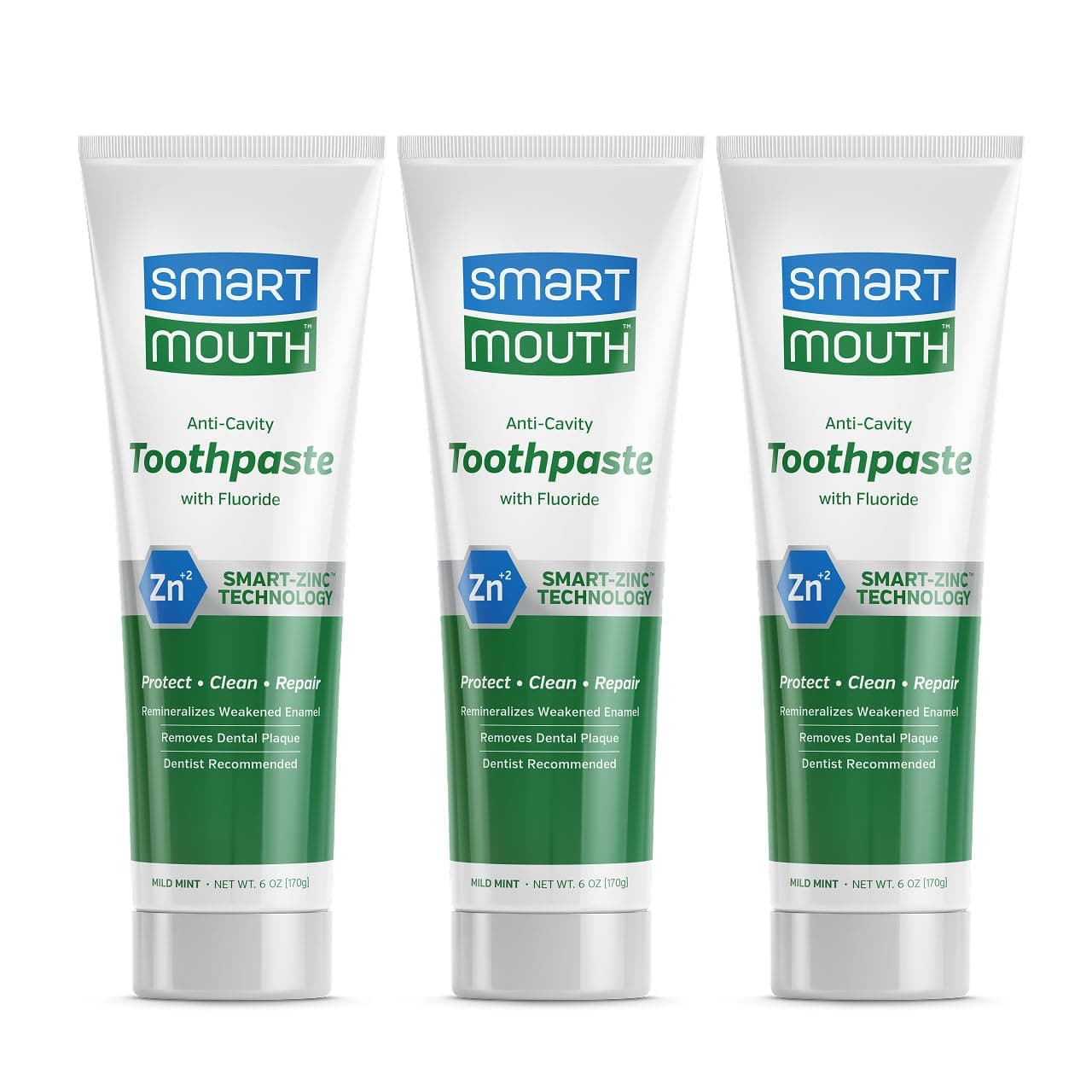 Premium Zinc Ion Toothpaste, Helps with Cavity, Enamel & Plaque, Mild Mint, 6 oz, 3 Pack
