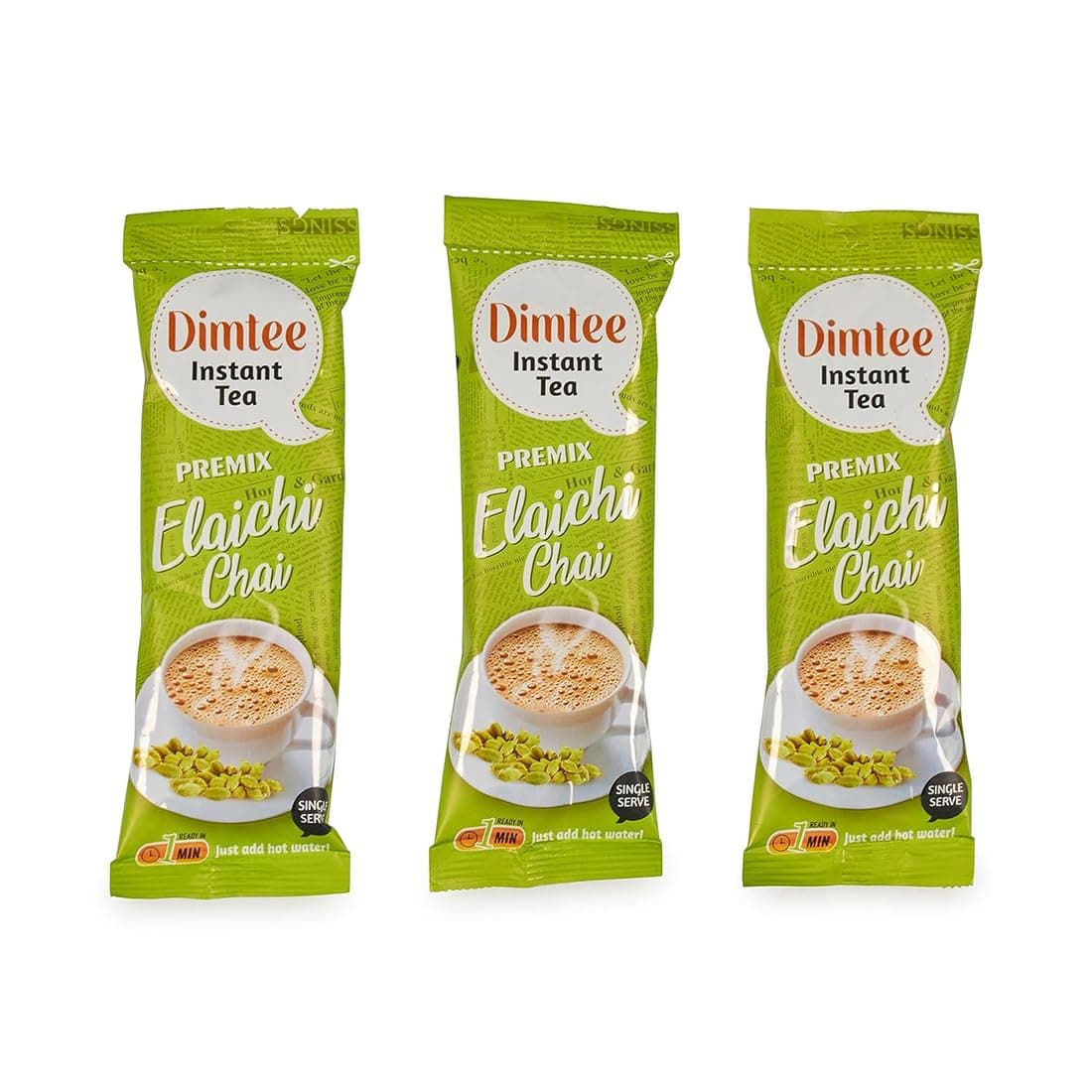 Chaizup Dimtee 1 Min Instant Elachi Premix Tea - 30 Sachets | Elachi Flavours | 30 Servings | 375g