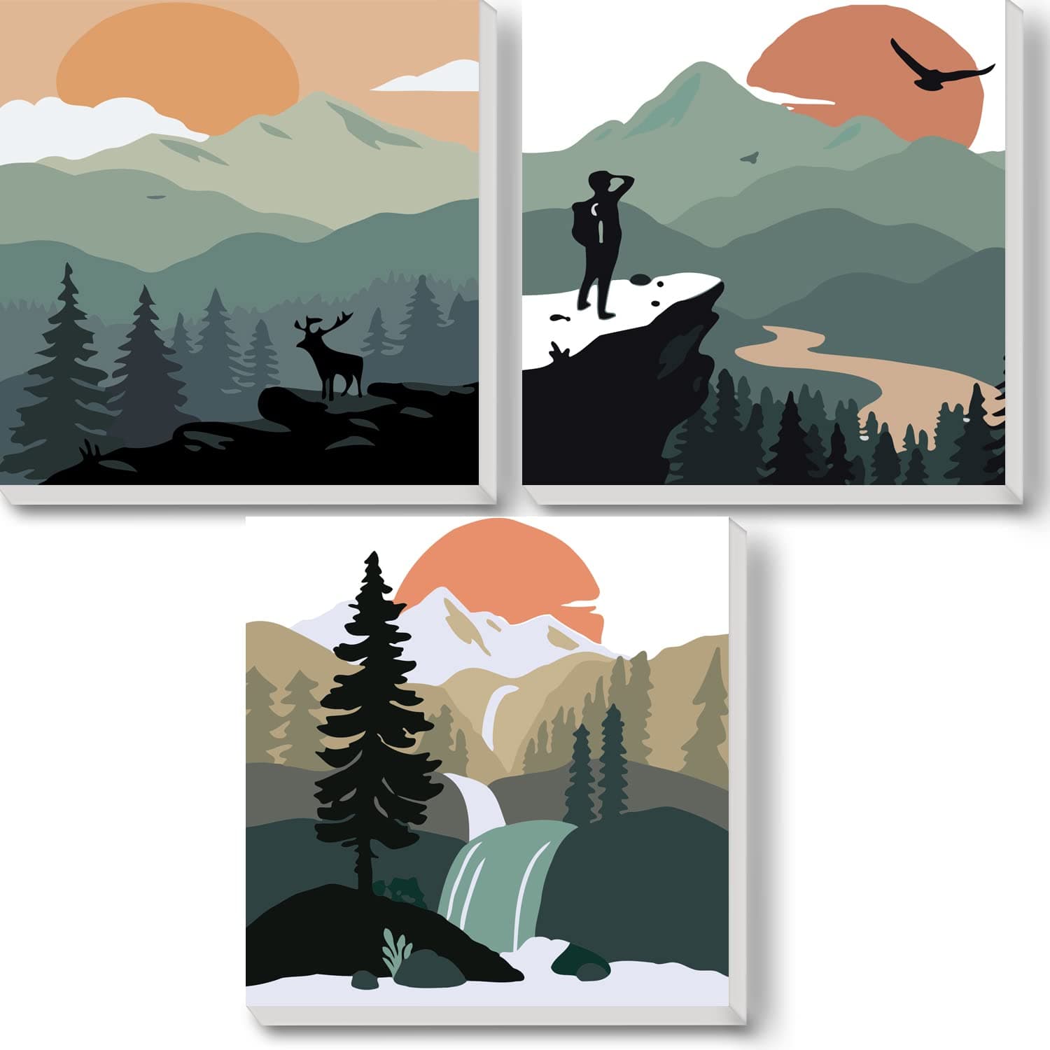 KANGDONG 3 Pack Paint by Number for Adults 12*12inch Paint Numbers Kit with Frame Paint by Number for Adults Beginner Acrylic Paint Kits for Adults Home Wall Decor Desktop Decoration