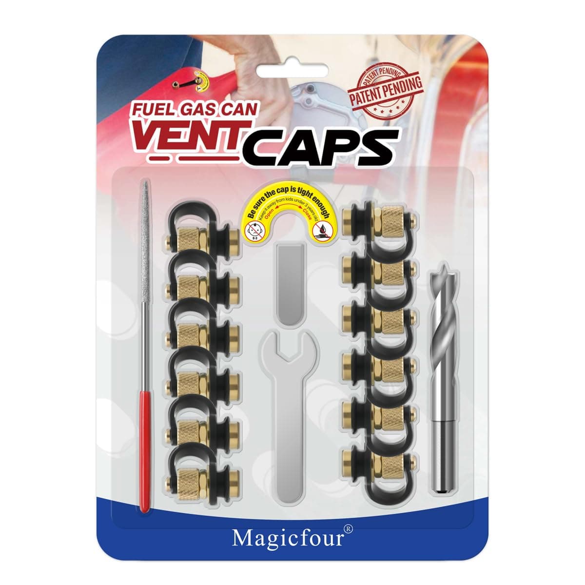 Magicfour Gas Can Vent Cap, 3 Pack Fuel Gas Vent Kit Replacement Vent Plug for Gas Fuel Water Can Jug to Allow Faster Flowing, No Wire Pull Needed