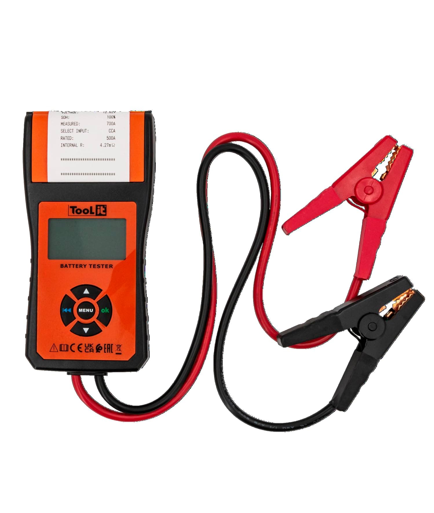 TOOL IT Car battery tester with printer - GYS - PBT 550 - 024199 for testing vehicle batteries, Orange & Black