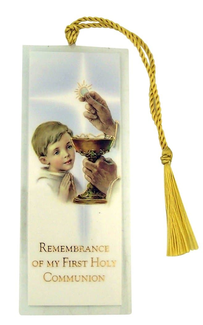 Gold Stamped Remembrance of My First Holy Communion Bookmark, Pack of 50 (Blue (Boy))